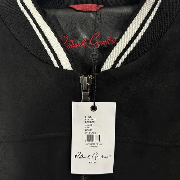 Robert Graham Faux Suede Men's Black Bomber Jacket RGF22R17